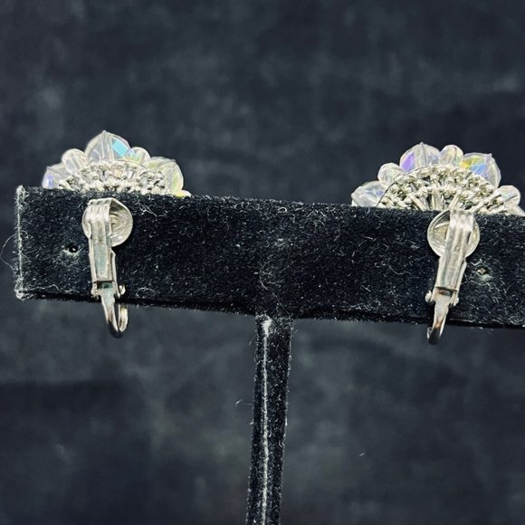 Vintage Aurora Borealis Glass Bead Clip On Earrings (4988) - Picture 5 of 6
